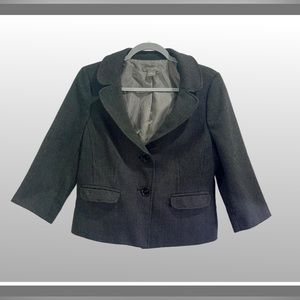 Ann Taylor Charcoal Gray Jacket Size 12P Petite Buttons, Flared Pleats, Pockets